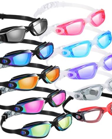 Konohan 10 Pack Swim Goggles Bulk for Kids adult Pool Goggles Anti Fog Silicone No Leak Swimming Glasses for Men Women Youth(Bright Colors)