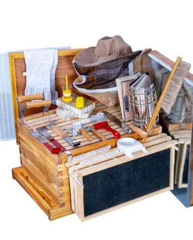 Beehive Starter Kit 10-Frame Bee Boxes and Frames Starter Kit Wax Coated Bee Hives and Supplies Starter Kit Including Beekeeping Tools Kit with Beekeeping Veil