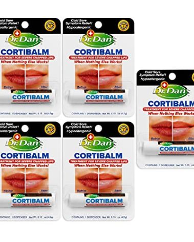Dr. Dan's Cortibalm-5 pack- for Dry Cracked Lips Healing Lip Balm for Severely Chapped Lips - Designed for Men, Women and Children