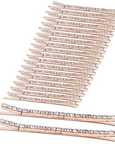 Ondder Rose Gold Rhinestone Crystal Hair Pins for Women, Buns, Wedding Hairstyles and Bridal Accessories