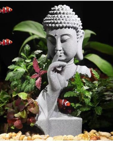 livelyfish Meditating Buddha Statue Zen Garden Statues Sandstone Thinker Buddha Sculpture Figurine for Fish Tank Aquarium Home Decorations, Gift (Large)