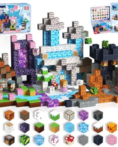 ToyUnited Magnetic Blocks-150PCS Magnetic Building Blocks Magnet Cubes Stacking Dark Forest Glacier Castle, STEM Montessori Sensory Toys for Kids Boys Girls Ages 4-8 Holiday Birthday Easter Gifts