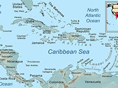 Palmetto Posters 23x13 Laminated Poster: Large general map of the caribbean