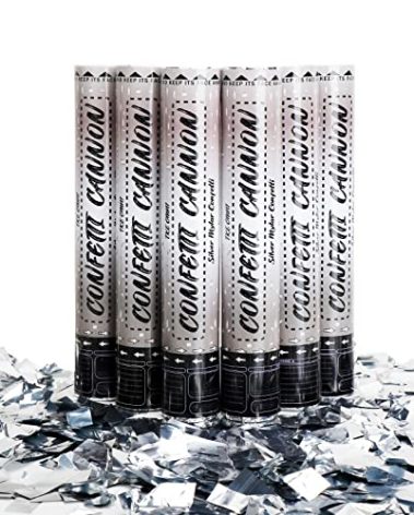 TKE OMNI 12 Inch Confetti Cannons (6 Pack) – Silver Mylar Confetti Poppers - Air Powered Party Poppers Confetti Shooters for Birthday, Wedding, Graduation, Christmas, New Year Celebrations