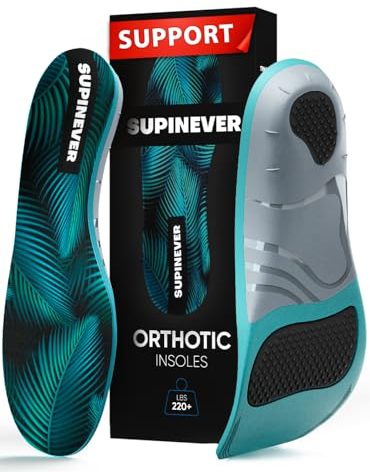 220+ lbs Plantar Fasciitis Insoles - High Arch Support - Strong Arch Orthotic Inserts - Work Boots and Shoes (M,Green)