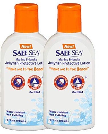 Safe Sea Anti Jellyfish Lotion, Non Toxic Waterproof Protects Against Sea Lice, Fire Coral & Jelly Stings (2 pack no SPF)