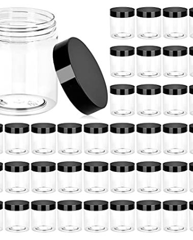36 Pack 8 OZ(240ML) Plastic Jars Round Clear Cosmetic Container Jars with Lids, Eternal Moment Plastic Slime Jars for Lotion, Cream, Ointments, Makeup, Eye shadow, Samples, Pot, Travel Storage