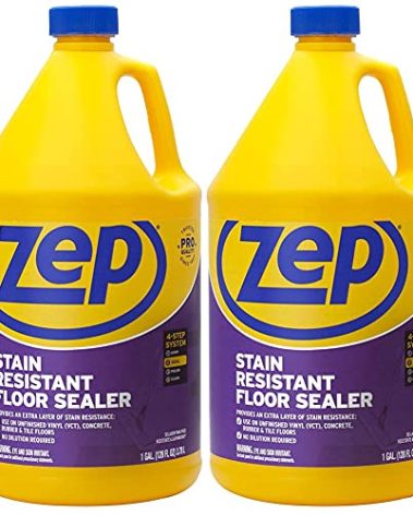 Zep Stain Resistant Floor Sealer - 1 Gallon (Case of 2) ECZUFSLR1282 - Durable, Long-Lasting, Enhances Gloss, Polish Longevity and Stain Resistance on Vinyl (VCT), Concrete, Rubber and Tile