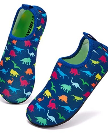 HIITAVE Boys Water Swim Shoes Non-Slip Quick Dry Barefoot Beach Aqua Pool Socks for Girls Kids Toddler Color/Dinosaur 1-1.5 M US Little Kid