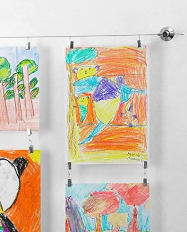 Art Display for Kids Artwork - 10ft Alloy Steel Wire with 48 Clips | Willow & Eva