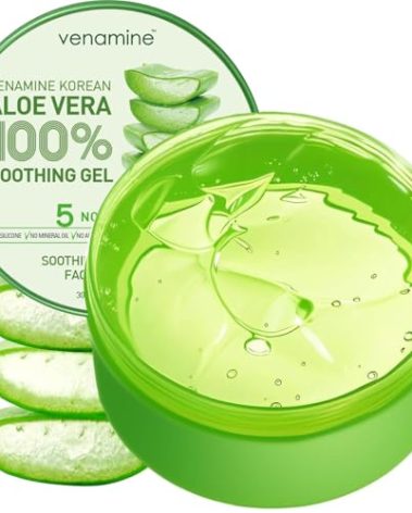 VENAMINE Korean Aloe Vera Soothing & Moisture Gel 100% For Face And Body organic pure aloe vera gel 300ml