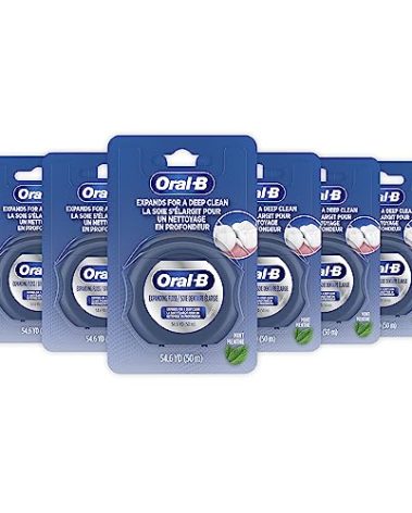 Oral-B Expandable Dental Floss, Mint, Expands for A Deep Clean, 6 Pack (50M)
