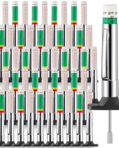 Tellegloww 50 Packs Tire Tread Depth Gauge Color Coded Tyre Depth Gauge Tool Tread Accurate Measure Tools Metric Gauges for Car Trucks Various Vehicle(Green, White)