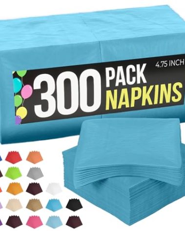 Party Solids Turquoise Napkins Disposable Everyday 300 Pcs 2 Ply Turquoise Cocktail Napkins Bulk For Parties & Party Supplies