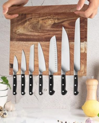 Uniharpa Magnetic Knife Block - Super Large 16 Inch Double Side Magnetic Knife Holder Rack for Kitchen Counter,Strong Magnet Sushi Knives Stand Acacia Wood Magnetic Knife Storage