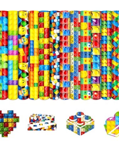 Tintnut Building Block Permanent Vinyl - 12 Sheets 12"x10" Toy Patterned Permanent Adhesive Vinyl for Cutting Machine, Home Decor Self Sticker