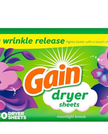 Gain dryer sheets Plus Wrinkle Release, Moonlight Breeze Scent, 240 Count, Fights static with a touch of scent, laundry sheets