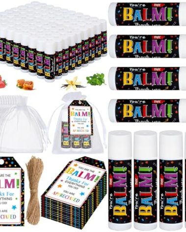 Siifert 50 Pack Christmas Employee Appreciation Lip Balms Gifts Bulk You Are The Balms Thank You Gifts for Staff Coworkers Teacher Nurse Volunteer Appreciation and Xmas Stocking Stuffers Party Favor