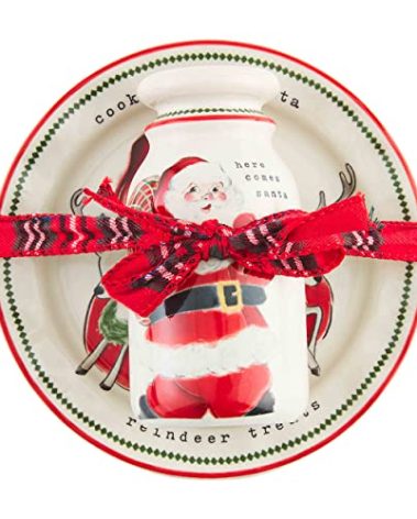 Mud Pie Vintage Milk And Cookie Set; plate 6 1/2" dia | jug 5" x 2 1/2" dia