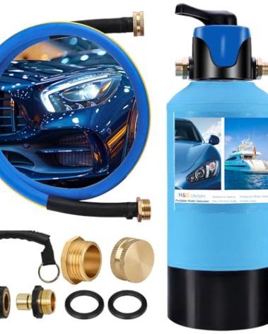H&G lifestyles Spotless Water System for Car Wash, with by-Pass Valve, Water Deionizer for Car Washing, Spot-Free Deionized Water,Portable Design 3/4 GHT Brass Fittings