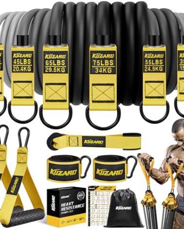 KUZARO Heavy Resistance Bands for Working Out, 300lbs/360lbs Heavy Exercise Bands with Handles, Resistance Bands for Men, Weight Bands Set for Muscle Training, Strength, Yoga, Home Workout Equipment