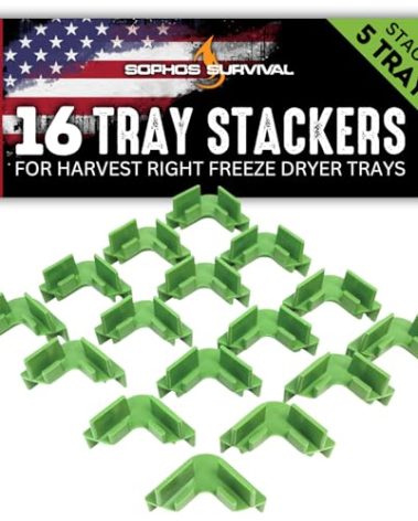 16 Pc Original Tray Stackers for Harvest Right Freeze Dryer Trays – Stacks 5 Trays – Green - Freeze Dryer Machine Accessories – Freeze Dried Food Storage - Made in USA