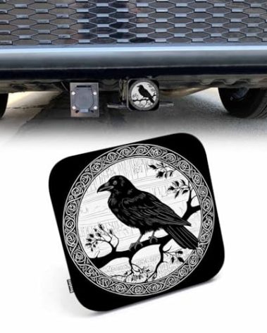 Beabes Rubber Hitch Tube Cover Crow, Black Bird Crow On Tree Branch Floral Standard 2" Trailer Hitch Receiver Covers for Man Woman, Tow Hitch Covers for Pickups Trucks Cars