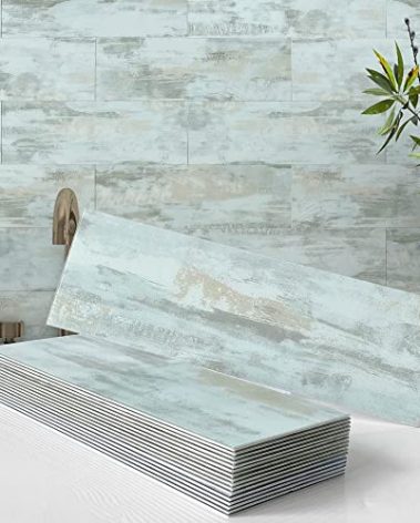 VAOVI Peel and Stick Backsplash Kitchen Tiles,Bathroom Wall Stickers Marble Tile Backsplash Individual Subway Tiles 3.9"x11.8"-16Tiles Blue