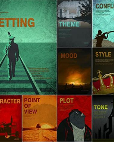 9 Pieces Elements of Novel Posters Literature Art Prints English Language and Literature Posters for Middle School and High School Classroom Library Office or English Classroom Decorations or