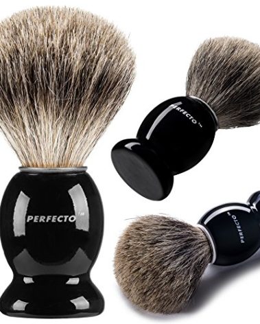 Perfecto 100% Pure Badger Shaving Brush-Black Handle- Engineered for The Best Shave of Your Life. for, Safety Razor, Double Edge Razor, Straight Razor or Shaving Razor, Its The Best Badger Brush.