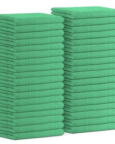 Avalon Towels Microfiber Cleaning Cloths (Value Pack of 36) - Size 16 x 16 Inches, Highly Absorbent Cleaning Rags, Lint Free, Reusable and Washable, Microfiber Towels for Cars (Green)