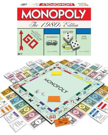 Monopoly The 1980's Edition with Original 1980's Artwork & Components incl. All Classic Tokens, by Winning Moves Games USA, Classic Family Board Game with Classic Tokens, for 2 to 8 Players, Ages 8+