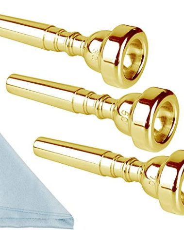 Gold Trumpet Mouthpiece 7C 5C 3C Trumpet Mouthpiece Set with Box Cleaning Cloth Compatible with Yamaha Bach Conn King Musical Instruments for Beginners and Professional Players 3Pack