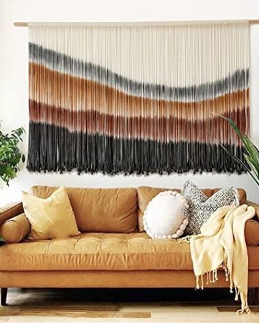 Flber Macrame Wall Hanging Macrame Wall Decor Large-Scale Tie-Dye Tapestry Living Home Room Wall Decor 57" Wx 35" L