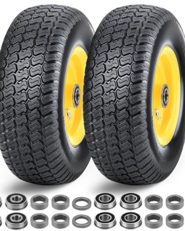 11x4.00-5 Lawn Mower Tires Flat Free,2 Pack 11x4.00-5" Tire and Wheel,Zero Turn Front Tires,11x4-5 Solid Tire with 3/4" & 5/8" & 1/2" Precision Bearings,3.4"-5.9"Centered Hub for Zero Turn Lawn Mower
