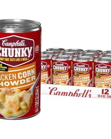 Campbell's Chunky Soup, Chicken Corn Chowder Soup, 18.8 Ounce Can (Case Of 12)