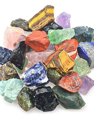 FORBY 3 lbs Bulk Rough Madagascar Stones Mix - Large 1" Natural Raw Stones Crystal for Tumbling, Cabbing, Fountain Rocks, Decoration,Polishing, Wire Wrapping, Wicca & Reiki Crystal Healing