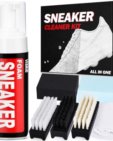 VISRIE Shoe Cleaner Kit 7-in-1, Sneaker Cleaner with Brush and Towel, White Shoe Cleaner Foam for Sneakers, Tennis, Leather, PU and more