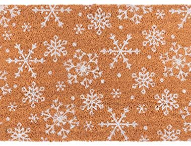 KAF Home New Coir Doormat with Heavy-Duty, Weather Resistant, Non-Slip PVC Backing | 17 by 30 Inches, 0.6 Inch Pile Height | Perfect for Indoor and Outdoor Use (Snowflake)