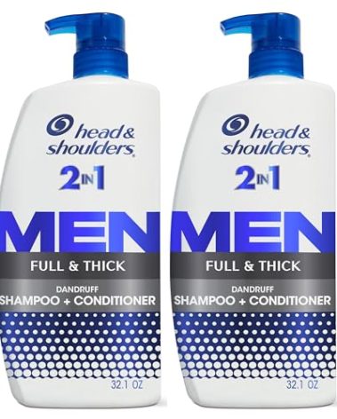 Head & Shoulders Anti-Dandruff Shampoo and Conditioner, Full and Thick 2-in-1 Twin Pack, 1% Pyrithione Zinc, Cleans to Restore Fullness to Thinning Hair, 32.1 fl oz Each