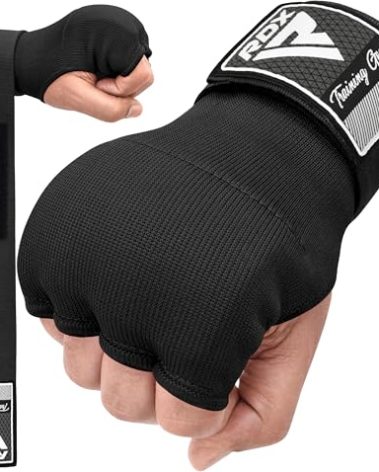 RDX Training Boxing Inner Gloves Hand Wraps MMA Fist Protector Bandages Mitts, Medium, Black