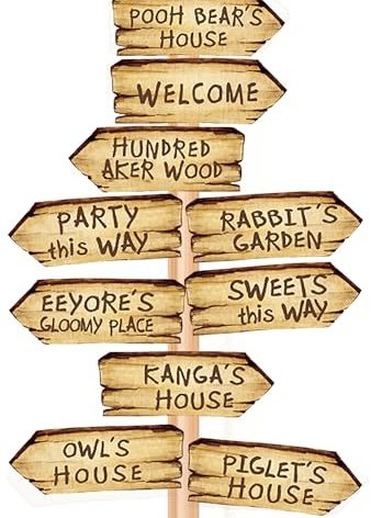 20PCS Winnie Arrow Signs Double-Side Directional Sign For Classic Pooh Baby Shower Decorations Winnie Birthday Decor Party Lawn Sign