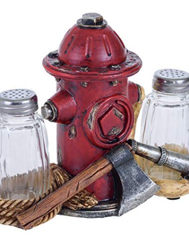 Pine Ridge Fire Hydrant Salt And Pepper Shaker - Two Glass Shakers, Fire Hydrant Holder Caddy For Spices And Seasonings, For Kitchen, Dining Or Table Decor