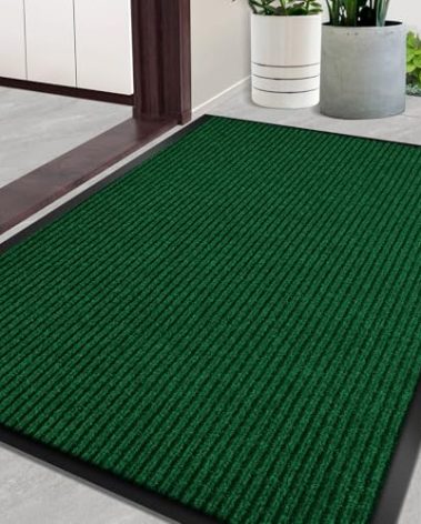 Door Mat Heavy Duty Outdoor Indoor Doormat Low Profile Front Door Mat Large 23x35 inch Green Entrance Welcome Mats Easy Clean Patio Entrance Mat Waterproof Anti-Skid Rubber Backing