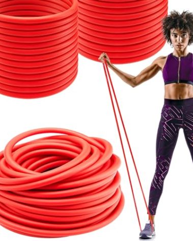 Wesnoy 1 Roll Resistance Tubes Latex Elastic Tubing 50ft Exercise Bands Exercise Tubing for Physical Therapy, Lower Pilates, at Home Workouts, Rehab Core Exercise(Red, Beginner Level 3)