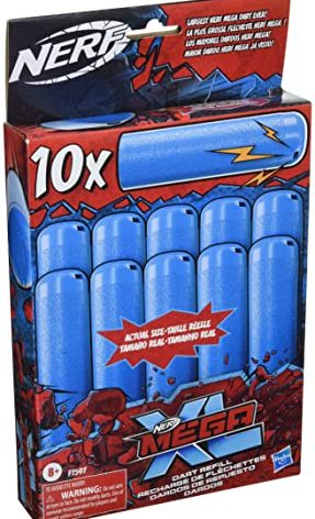 Nerf Mega XL Dart Refill, Includes 10 Mega XL Whistler Darts, Largest Mega Darts Ever, Makes Whistling Sound When Fired