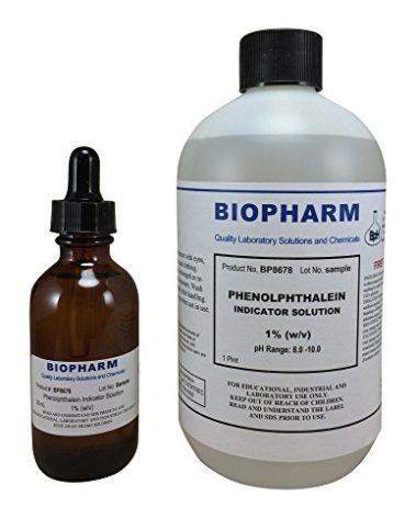 Phenolphthalein pH Indicator 1% Solution — One 500 mL (1.06 Pint) Bottle Plus 1 Dropper Bottle containing 50 ml of Solution