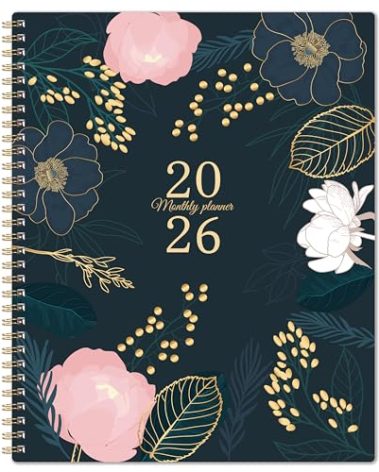2026 Monthly Planner - Monthly Planner/Calendar 2026, January 2026 - December 2026, 9‘’ x 11'', Months Tabs, Double-Sided Pockets, Twin-Wire Biding, Holidays, Notes Pages, Julian Dates