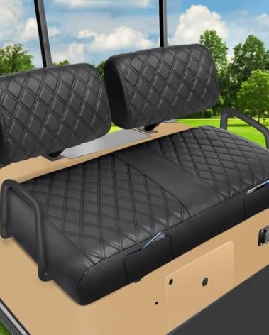 iLSKW Golf Cart Seat Covers for Yamaha G22 G8 G9 G16 G19 G2 Seat Cover OEM Front, Thinck Vinyl Leather with Convex Diamond Texure, Full Wrap-Around Design of Yamaha G22 Golf Cart Front Seat Cover