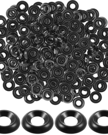 Yaocom 200 Qty #8 Countersunk Finish Washers Stainless Finishing Washers 304 Stainless Steel Cup, Black